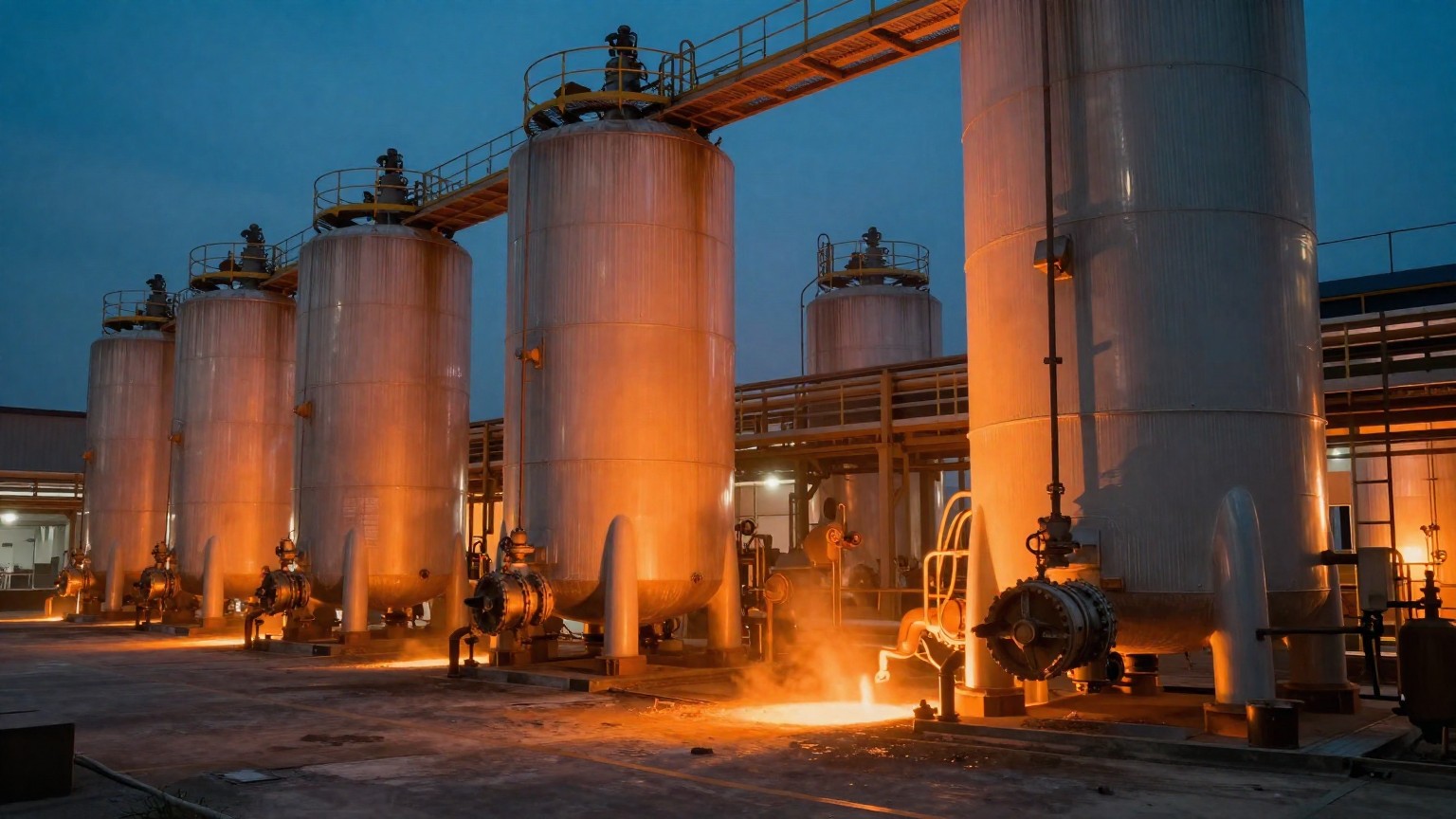 Industrial process vessels with immersion and circulation heaters
